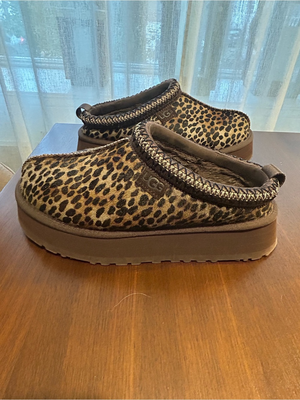 UGG Tazz Caspian Leopard Print Platform Slip-On Clogs
